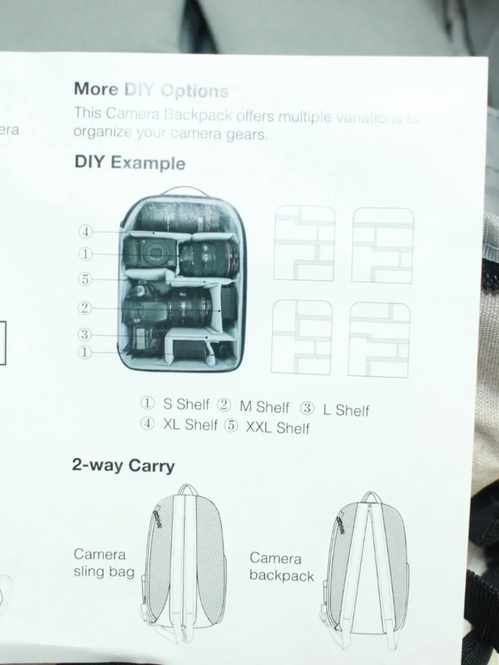 BAGSMART Small Beige Padded Divider Camera Backpack/Sling Travel Bag NWT